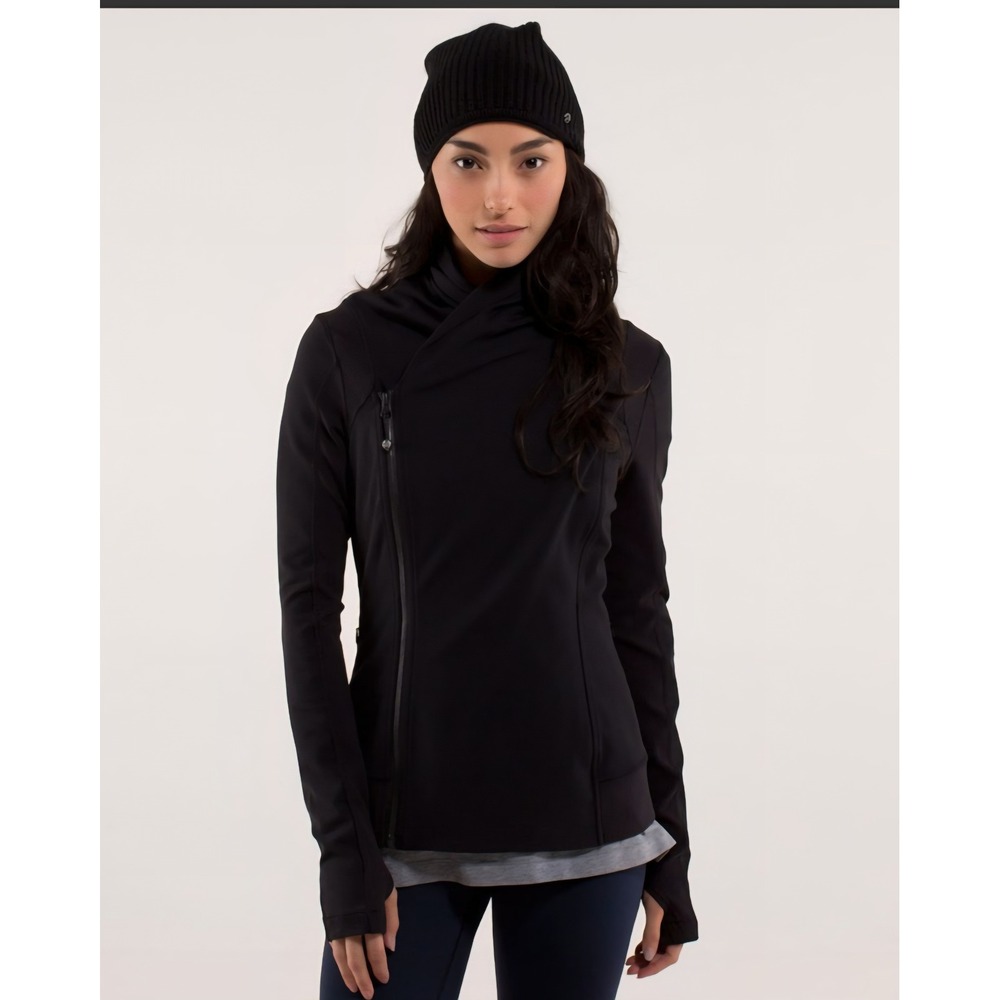 Lululemon Bhakti Yoga Jacket Black Asymmetrical Zip Size 8